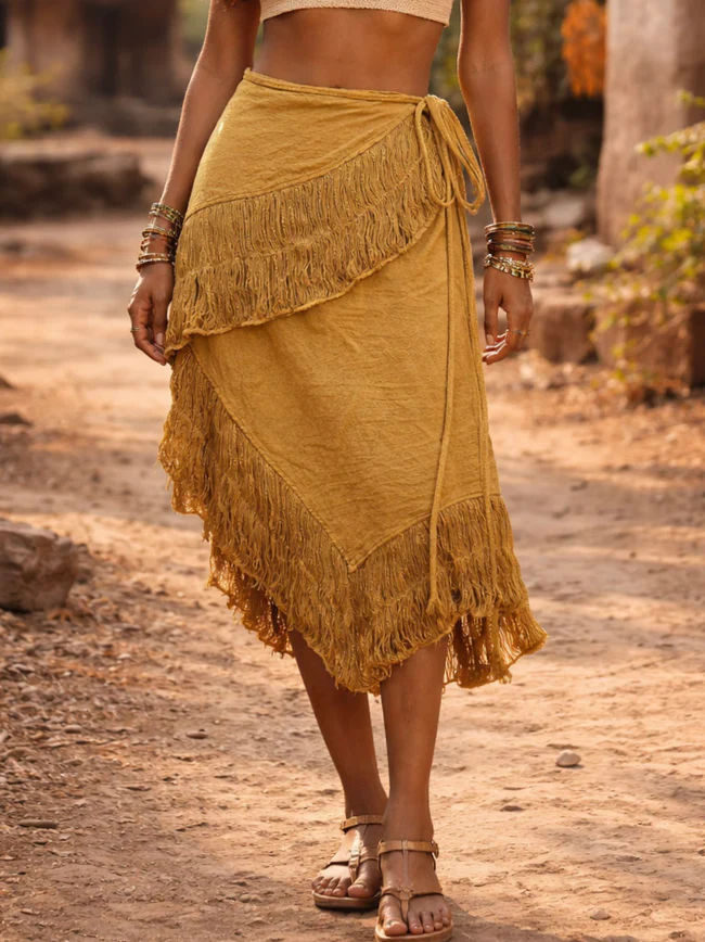 Sahara Fringe Wrap Skirt